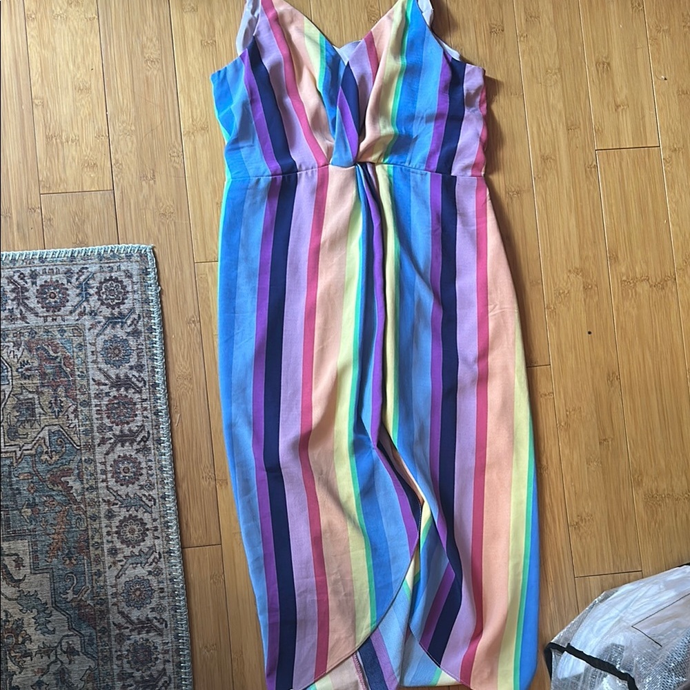 Rainbow dress stripes size medium by Just one answer